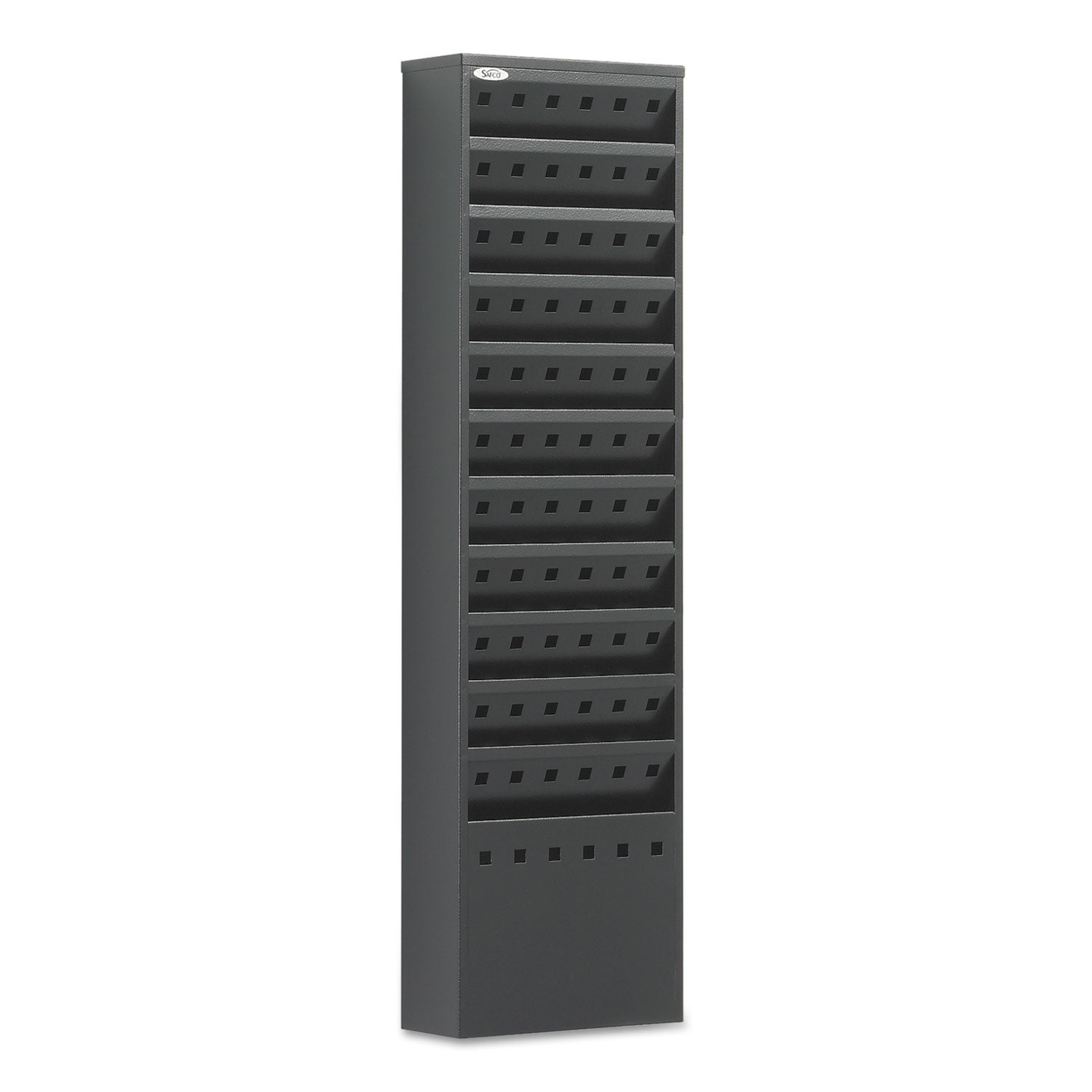 Safco Steel Magazine Rack, 11 Compartments, 10w x 4d x 36.25h, Black