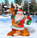 Santa On Giraffe Outdoor Scene by G. DeBrekht - Christmas Santa Snowman Décor - 8111360F