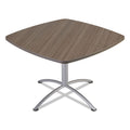 Iceberg iLand Table, Cafe-Height, Square Top, Contoured Edges, 42w x 42d x 29h, Natural Teak/Silver