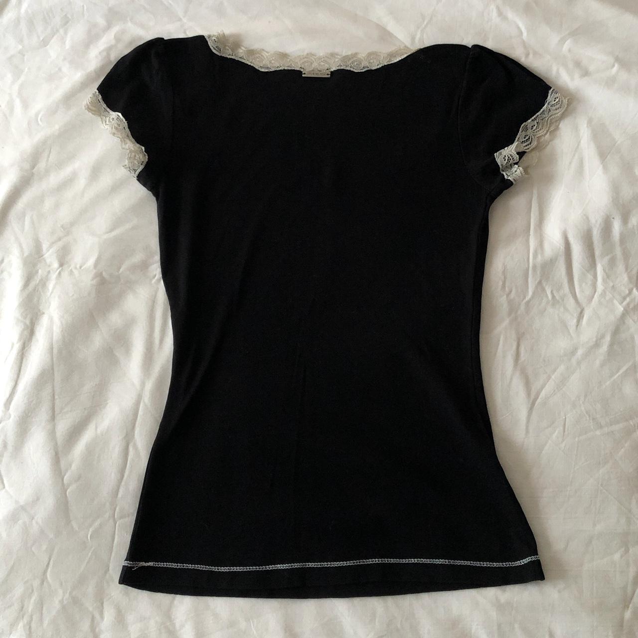 Women's Short Sleeve Lace T-Shirt – Black, Red & Plaid
