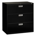 HON Brigade 600 Series Lateral File, 3 Legal/Letter-Size File Drawers, Black, 42" x 18" x 39.13"