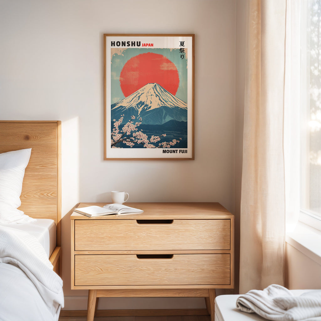 Vintage Mount Fuji – Rising Sun & Cherry Blossoms
