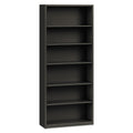 HON Metal Bookcase, Six-Shelf, 34.5w x 12.63d x 81.13h, Charcoal