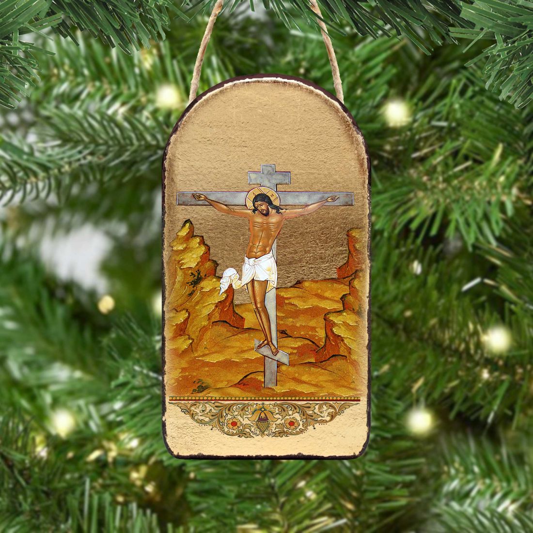 Crucifixion Religious Christian Sacred Icon Ornament - Inspirational Icon Decor - 87058