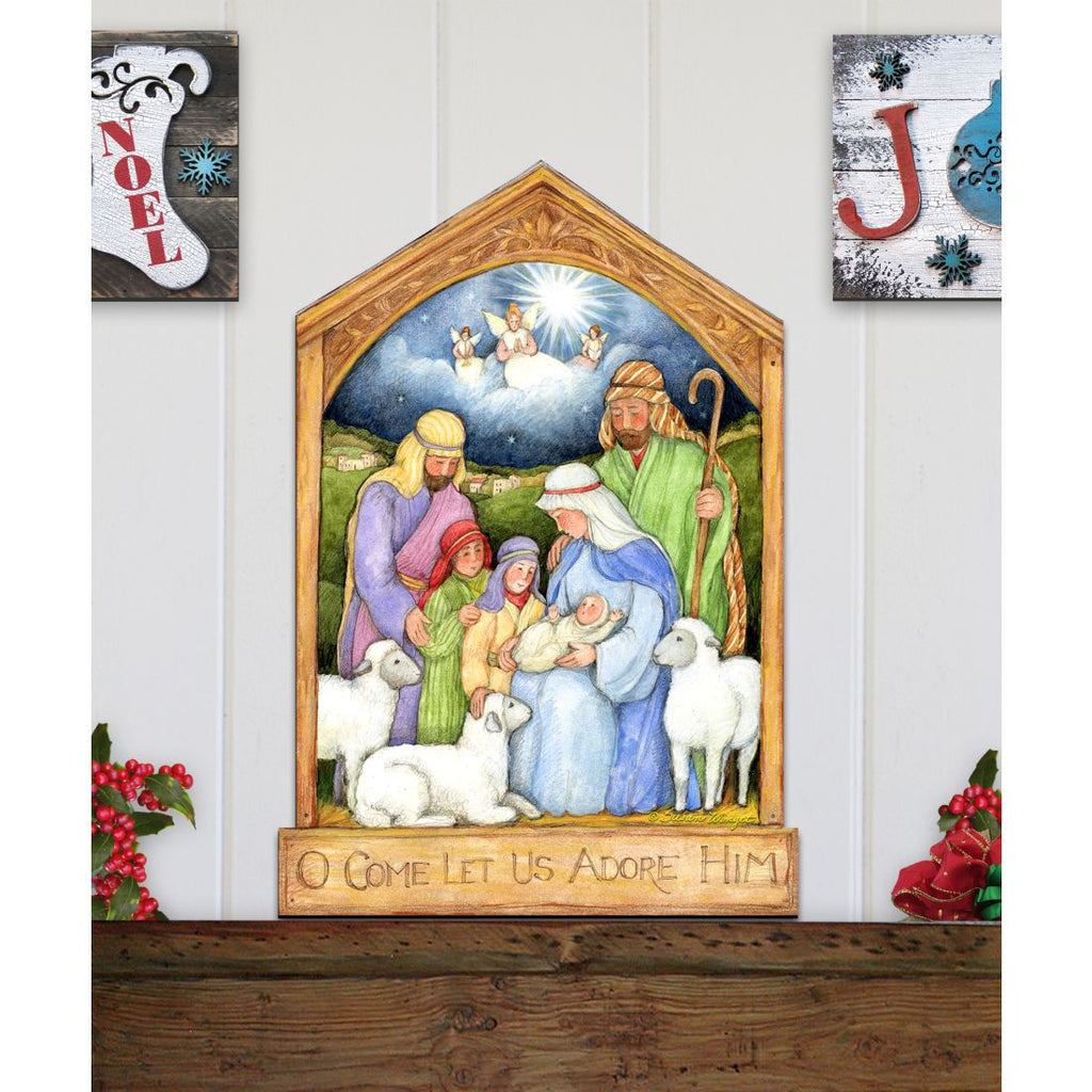 Holy Family Nativity Door Decor by Susan Winget - Nativity Holiday Decor - 8471112H-SW