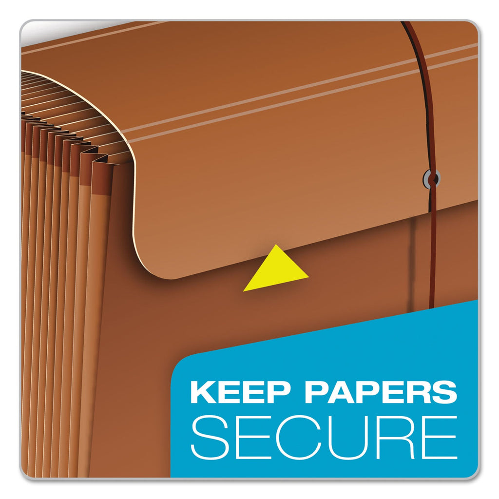 Pendaflex Heavy-Duty Expanding File with Reinforced Flap, 21 Sections, Elastic Cord Closure, 1/3-Cut Tabs, Letter Size, Redrope