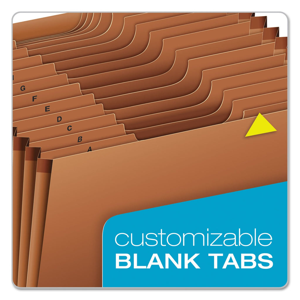 Pendaflex Heavy-Duty Expanding File with Reinforced Flap, 21 Sections, Elastic Cord Closure, 1/3-Cut Tabs, Letter Size, Redrope