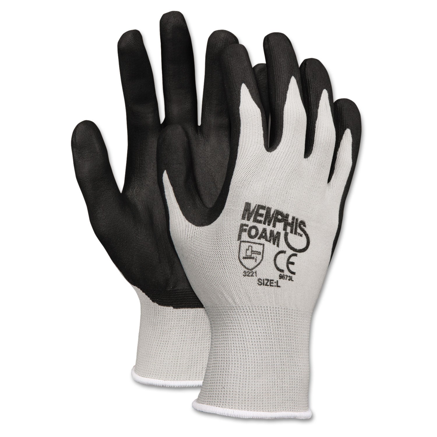 MCR Economy Foam Nitrile Gloves, Medium, Gray/Black, 12 Pairs