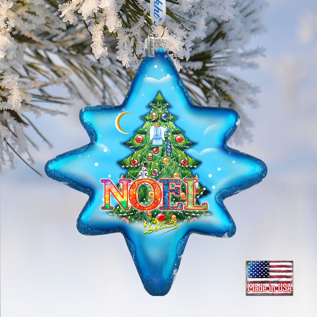 North Star Glass Ornament by G. DeBrekht - Christmas Santa Snowman Decor - 755-014