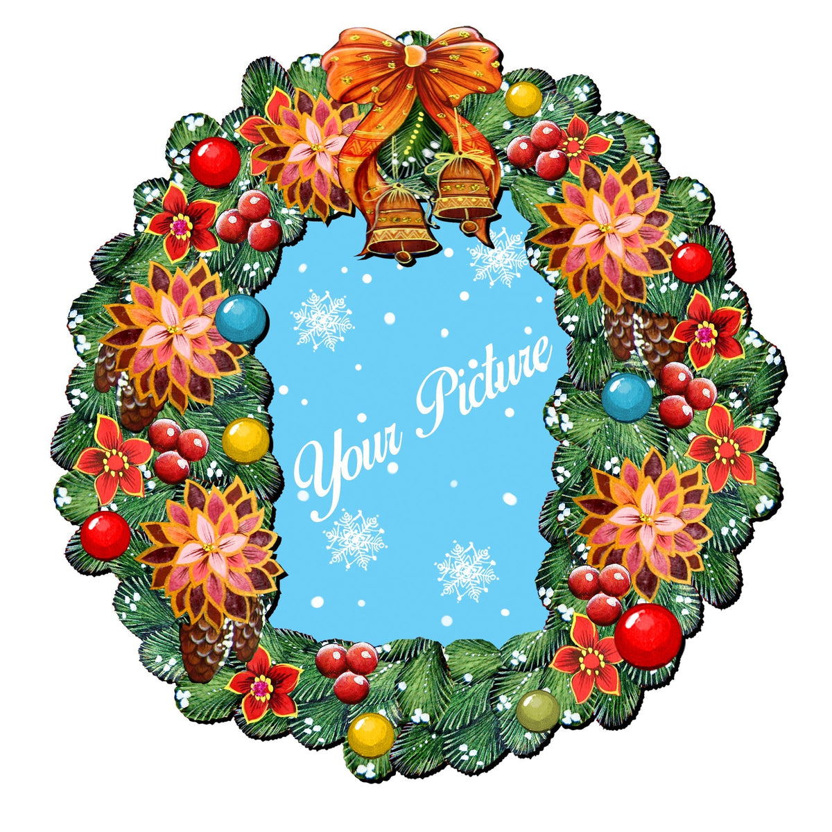Wreath Christmas Picture Frame Ornaments - Ornament for Photo - Christmas Decor - 8185307PF