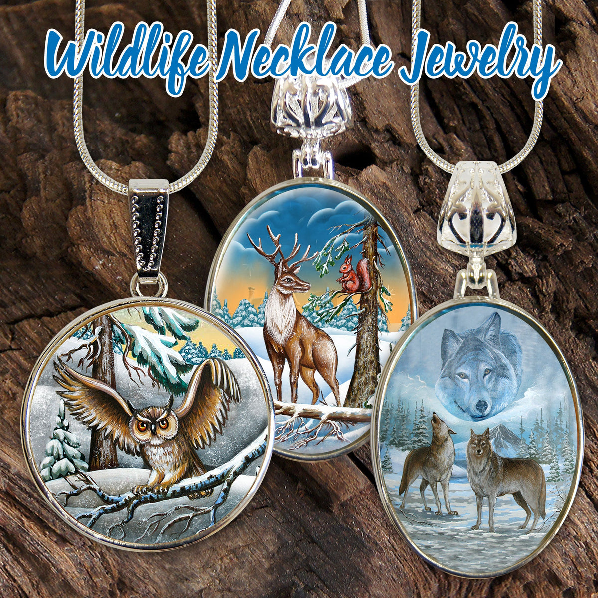Wolves Howling Round Silver-Plated Mother of Pearl Jewelry Pendant Necklace - 44040