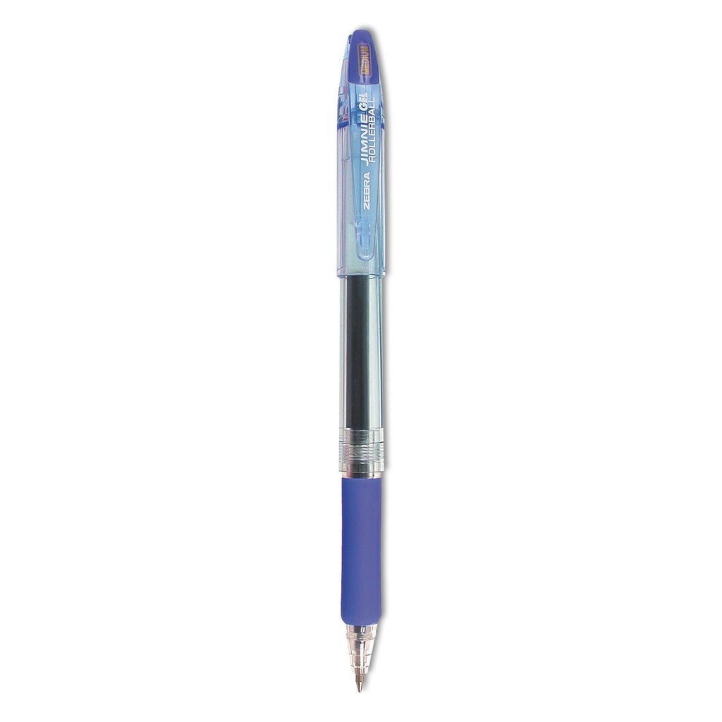Zebra Jimnie Gel Pen, Stick, Medium 0.7 mm, Blue Ink, Smoke Barrel, 12/Pack