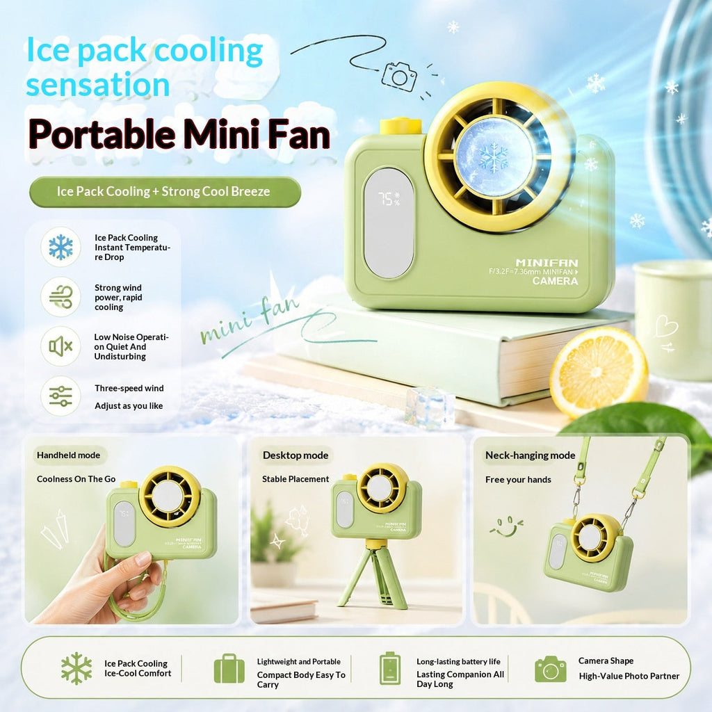 Mini Camera-Style Turbo Handheld Fan — 5-Speed, USB, 3 Styles