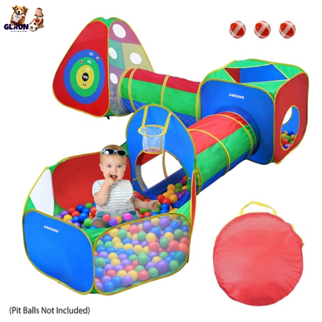 5Pcs Kids Ball Pit Tents Pop Up Playhouse w/ 2 Crawl Tunnel & 2 Tent For Boys Girls Toddlers Preschool Children Indoor Outdoor
