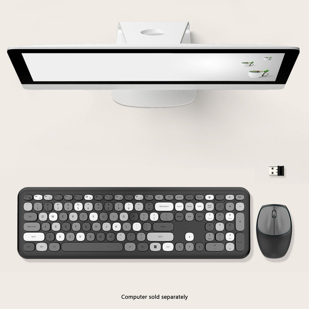 Wireless Keyboard and Mouse Combo - Full-Size Keyboard Black/Gray Keys