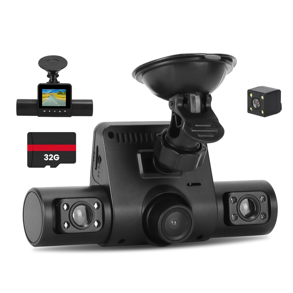 360° 4-Channel Dash Cam – 1080P, Night Vision, 32GB