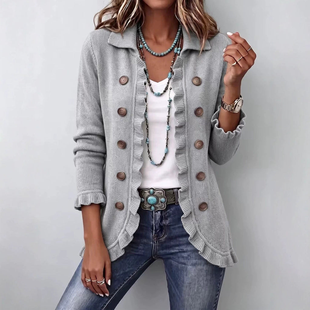 Women’s Ruffled Knit Button Cardigan – 8 Colors