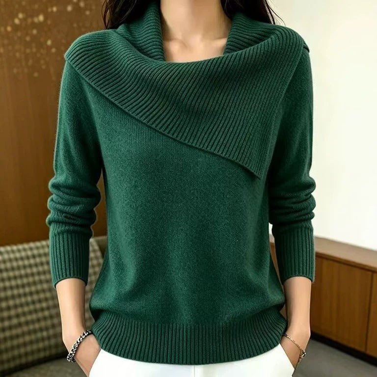 Women’s Relaxed-Fit Lapel Pullover Sweater – 8 Colors