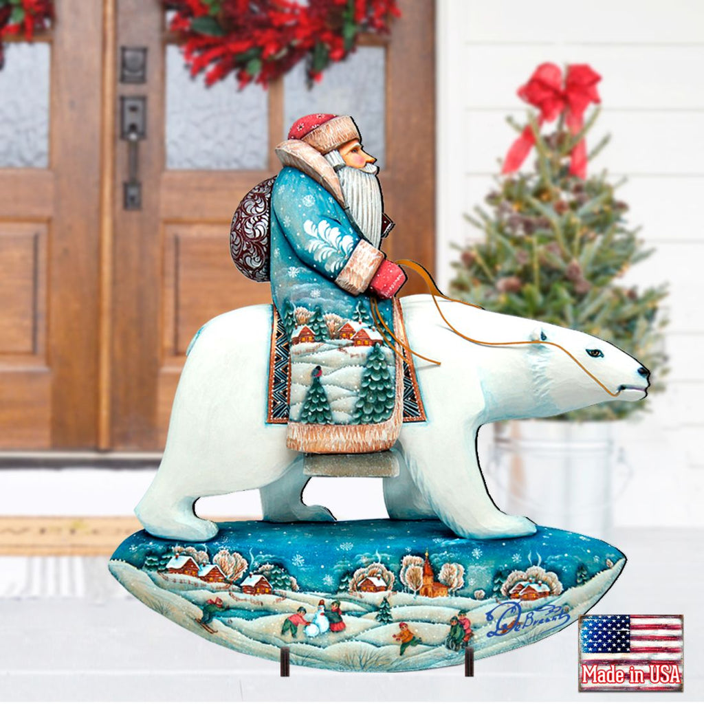 Polar Bear Santa Christmas Outdoor Scene by G. DeBrekht - Christmas Santa Snowman Decor - 8116382F