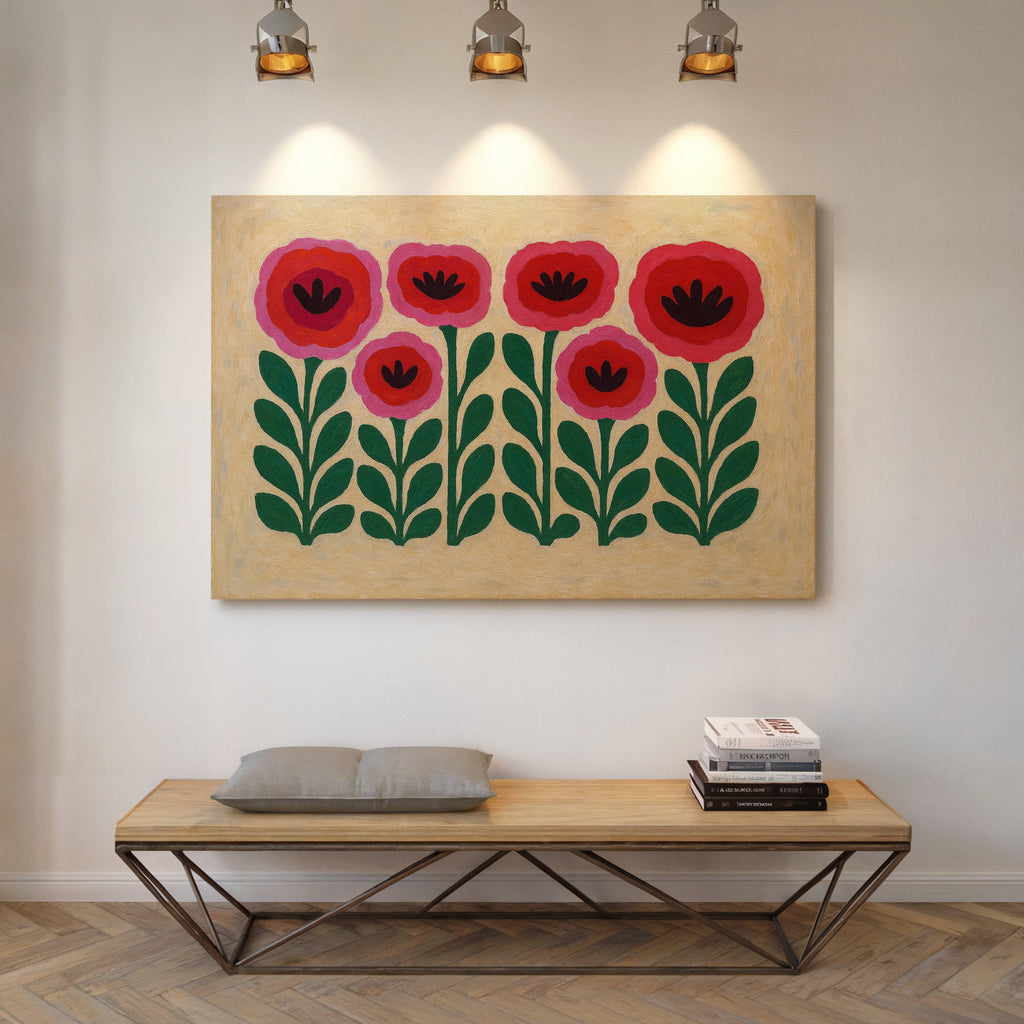 Folk Garden – Scandinavian Poppy Wall Art