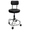 ShopSol Lab and Healthcare Stool, Supports Up to 300 lb, 19" to 27" Seat Height, Black Seat/Back, Chrome Base