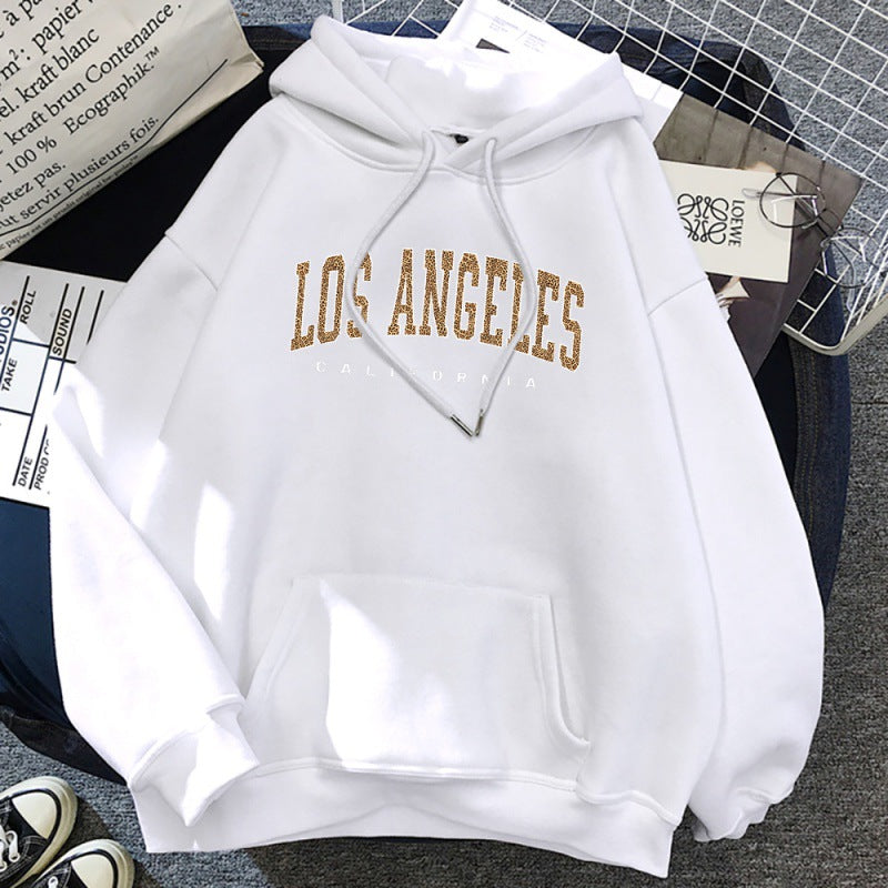 LA City Leopard Print Hoodie — Women's Street Style Pullover