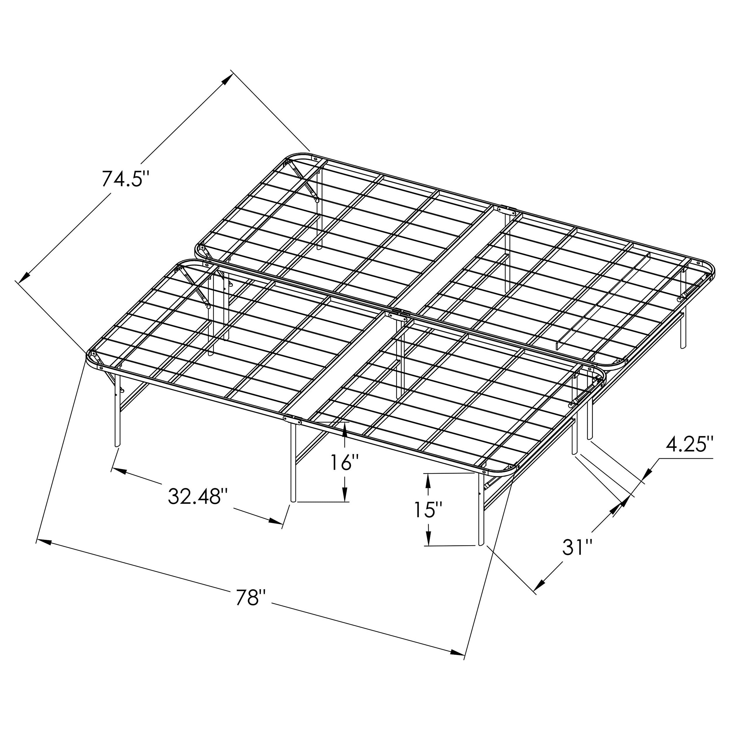 Mabel Metal Eastern King Mattress Support Platform Bed Black