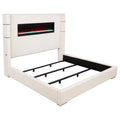 Tisdall Upholstered Eastern King Flame Visualizer Bed Cream