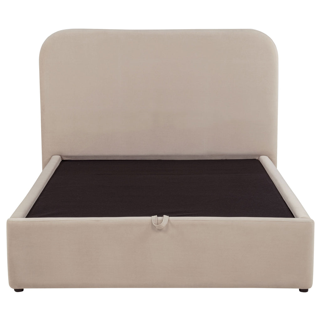 Anders Upholstered Full Storage Lift Platform Bed Beige