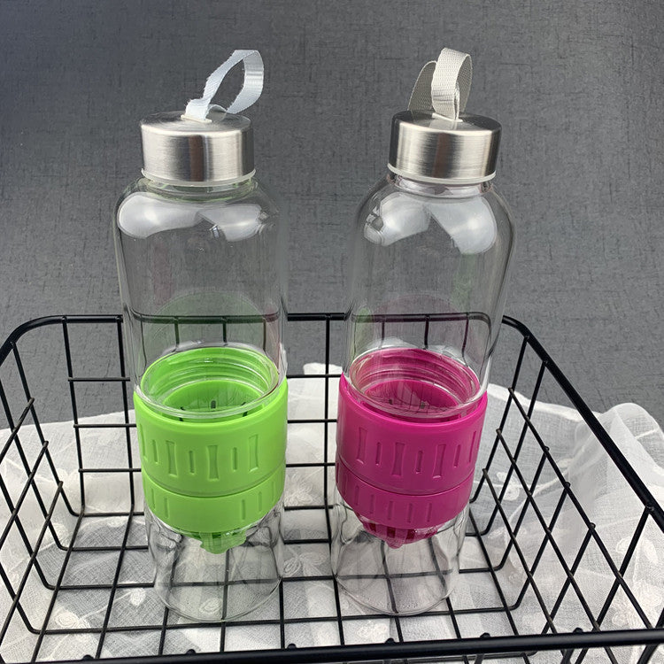 Glass Fruit Infuser Water Bottle with Stainless Steel Lid