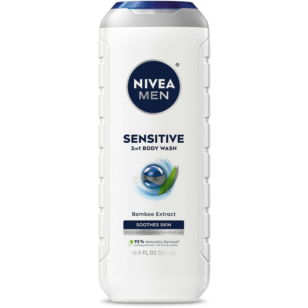 NIVEA Men Body Wash, Sensitive, Soothes Skin 16.9 Fl Oz