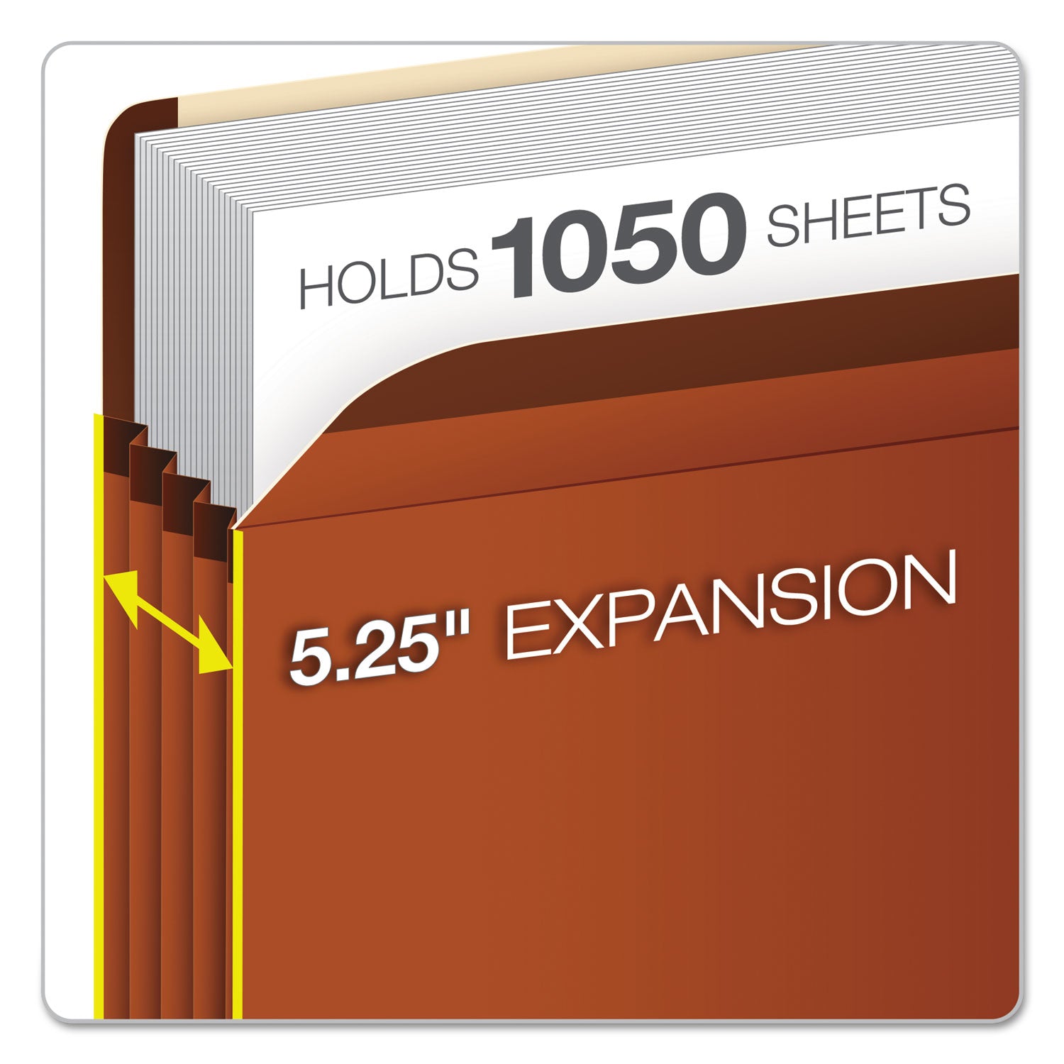 Pendaflex Premium Reinforced Expanding File Pockets, 5.25" Expansion, Legal Size, Red Fiber, 5/Box