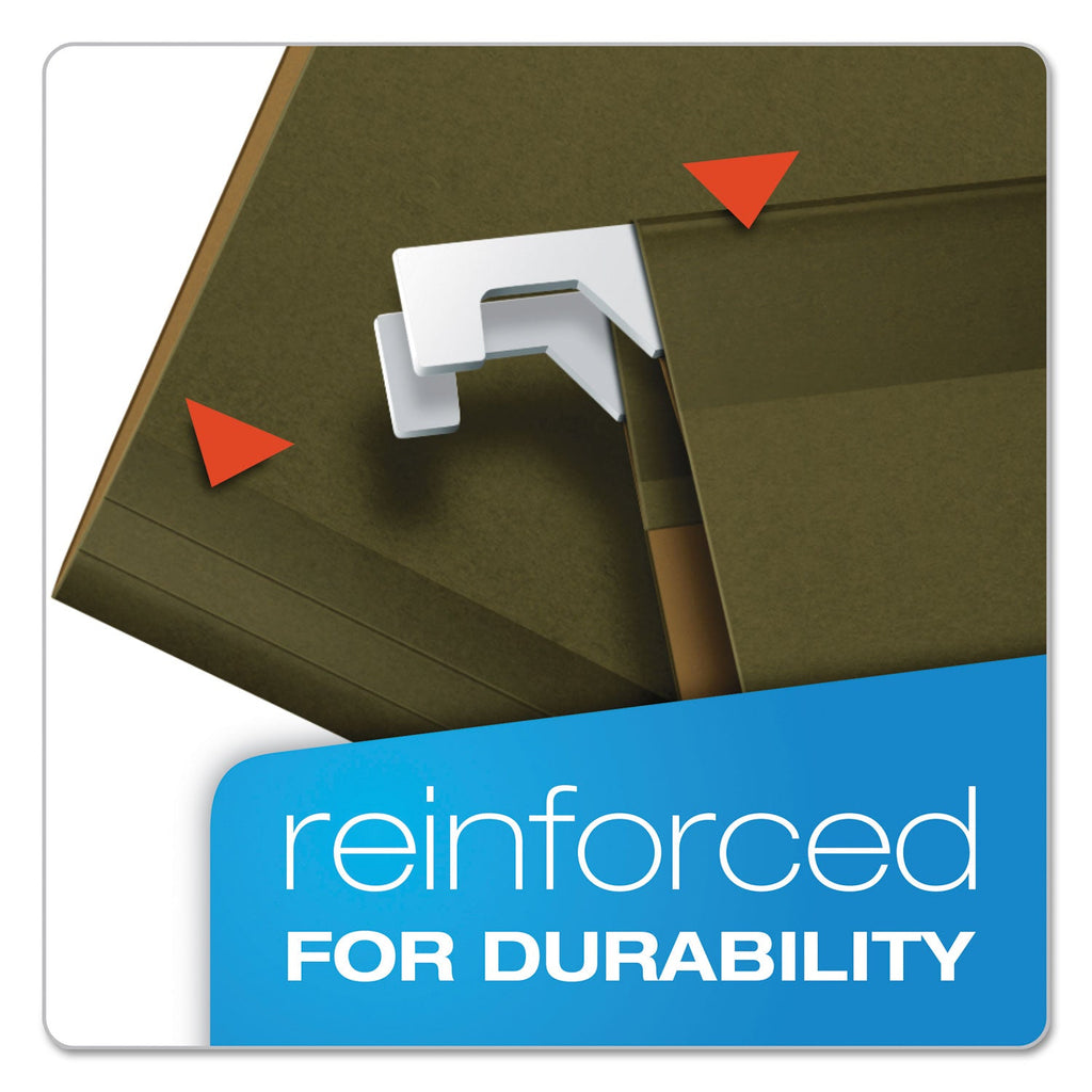 Pendaflex Extra Capacity Reinforced Hanging File Folders with Box Bottom, 2" Capacity, Legal Size, 1/5-Cut Tabs, Green, 25/Box