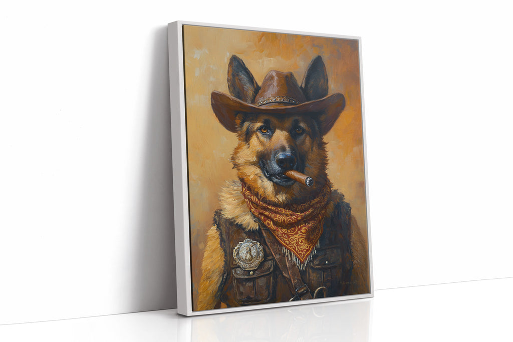 German Shepherd Sheriff in the Saddle