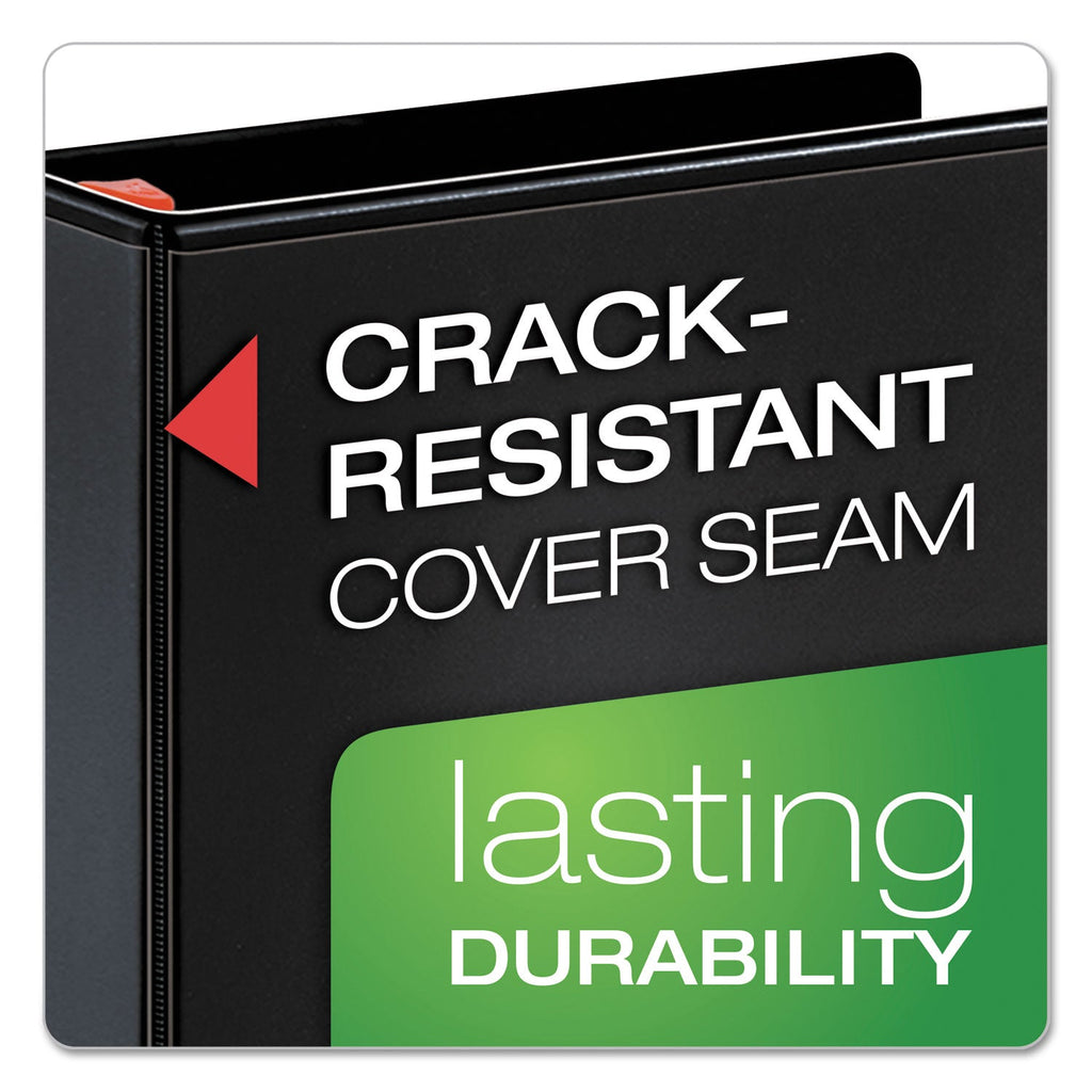Cardinal XtraLife ClearVue Non-Stick Locking Slant-D Ring Binder, 3 Rings, 3" Capacity, 11 x 8.5, Black