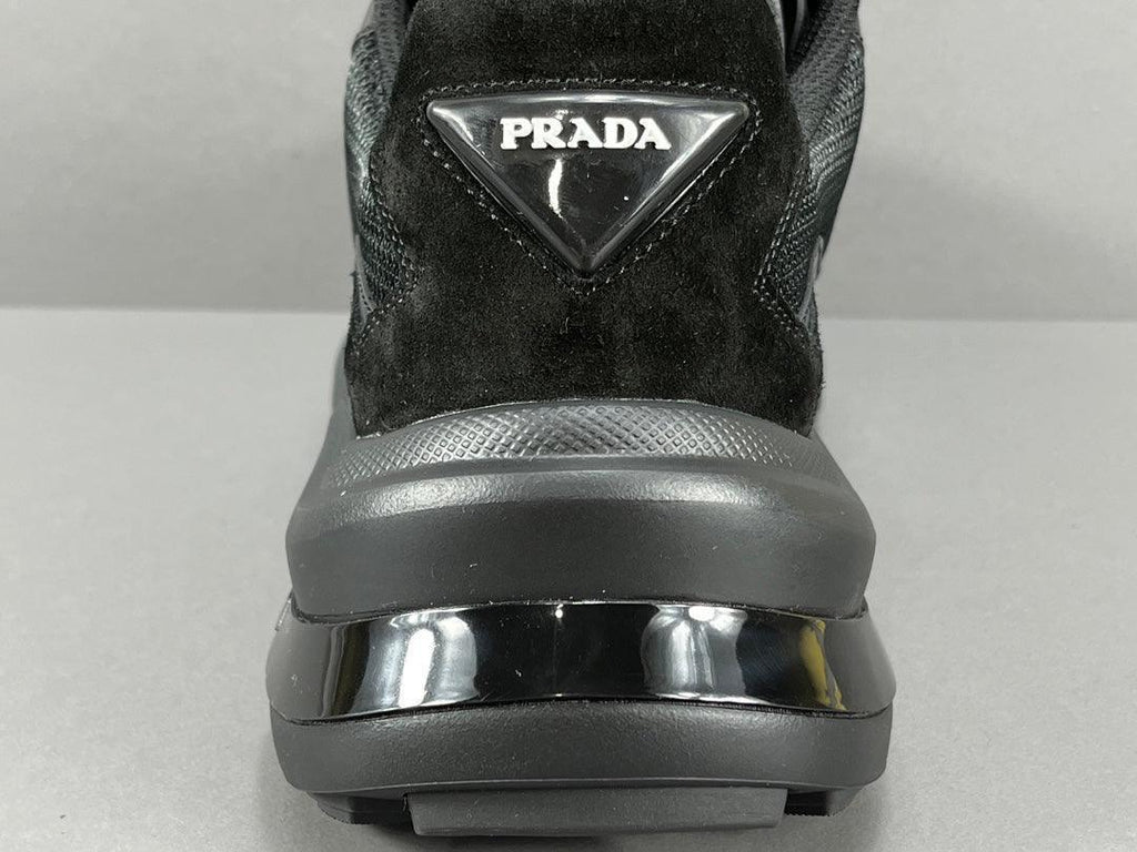Prada Brushed Leather Bike Fabric Suede Garnet Black