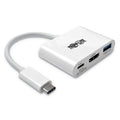 Tripp Lite USB 3.1 Gen 1 USB-C to HDMI 4K Adapter, USB-A/USB-C PD Charging Ports, 3", White
