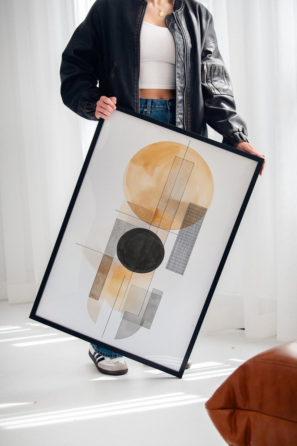 Modern Geometric Abstract Art Print – Minimalist Watercolor Design