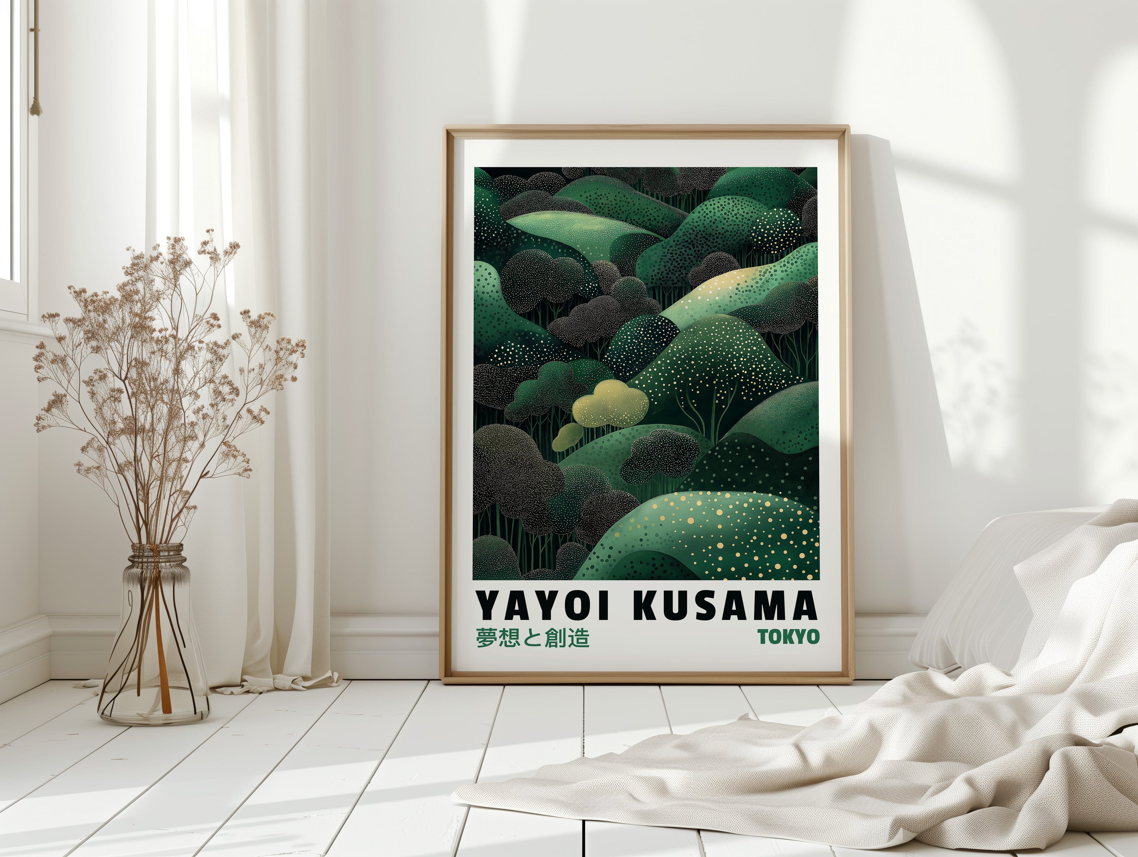 Abstract Green Dreamscape – Kusama-Inspired Forest