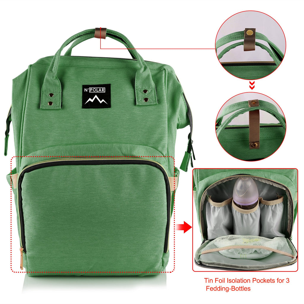 Mummy Diaper Bag Backpack Water-Resistant Large Capacity Travel Nappy Backpack Baby Nursing Handbag for Mom Dad Baby Care