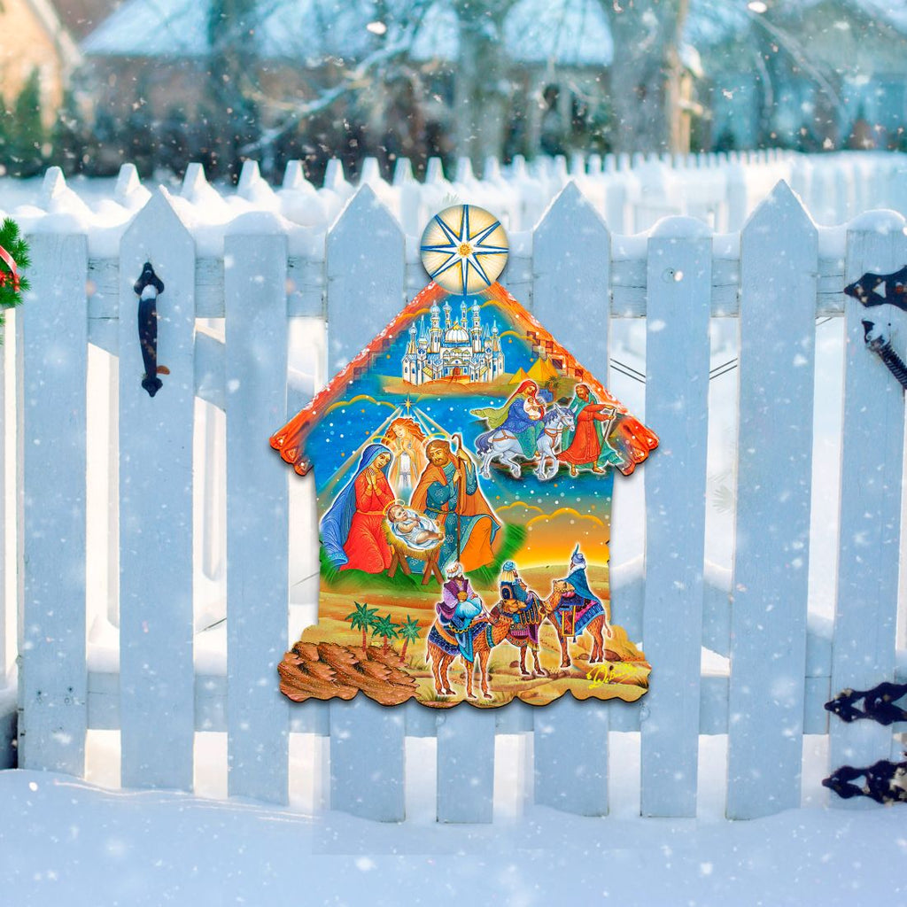 Up-Up and Away Christmas Door Decor by G. DeBrekht - Christmas Santa Snowman Decor - 8186134H
