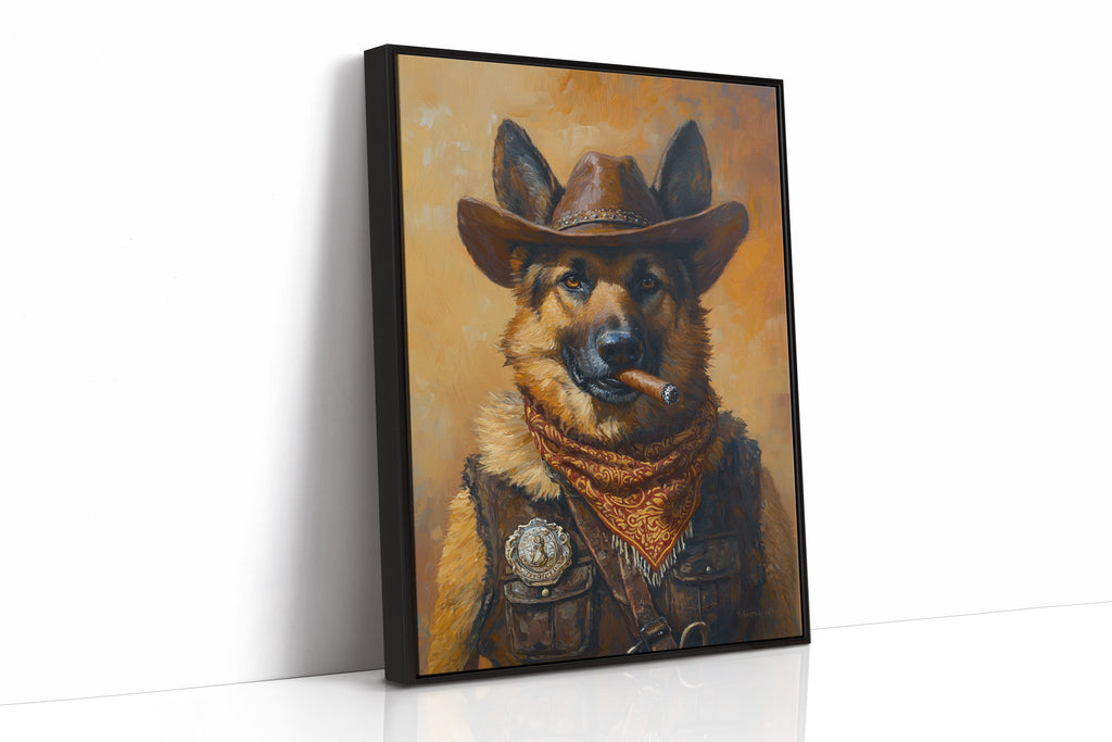 German Shepherd Sheriff in the Saddle