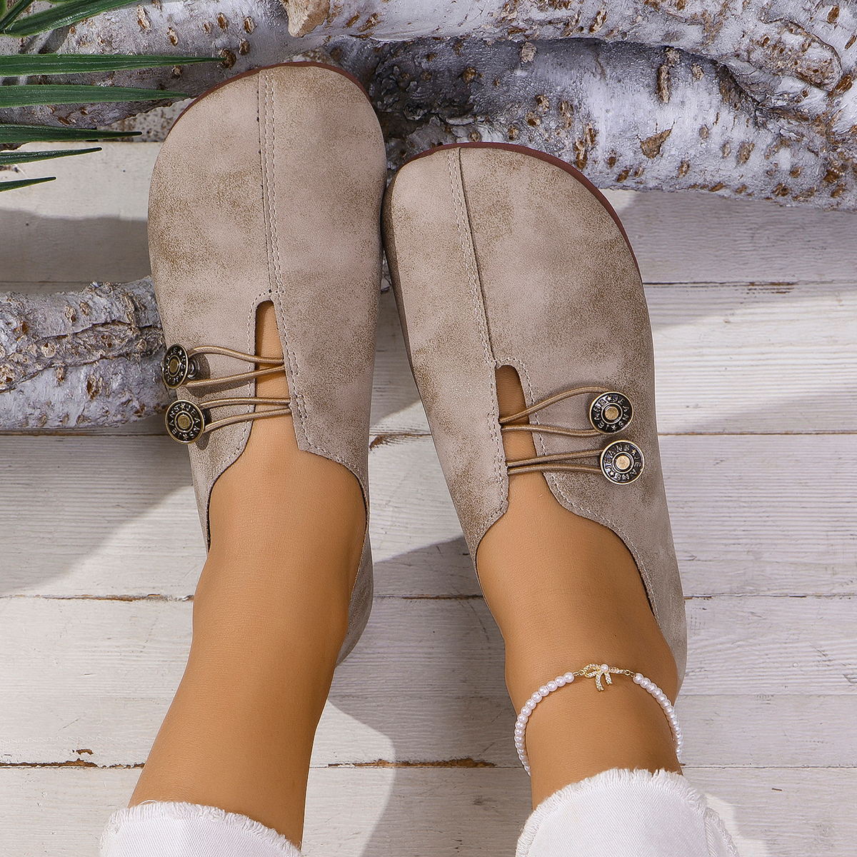 Women's Square-Toe Slip-On Flat Shoes