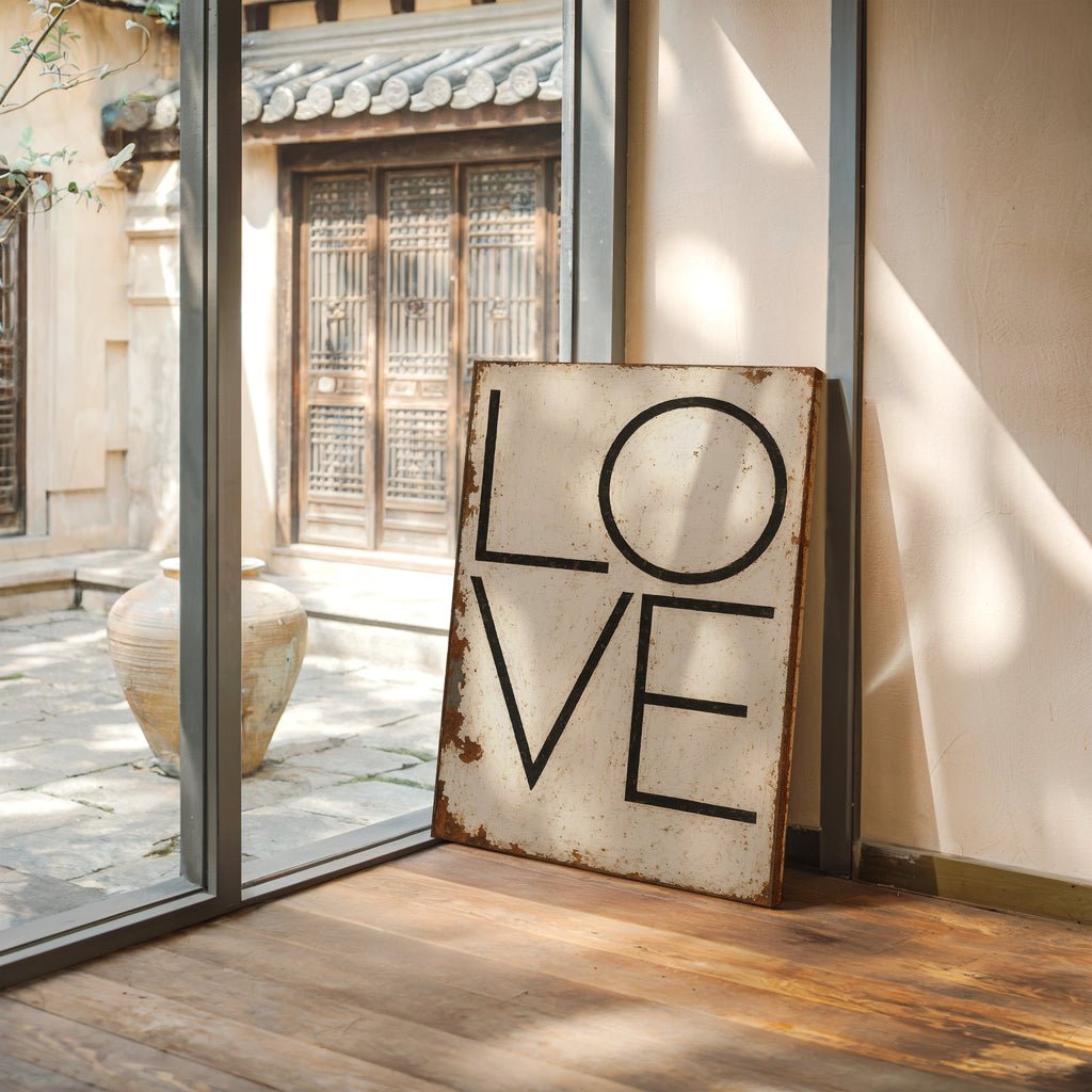Vintage Modern LOVE Typography Canvas Print