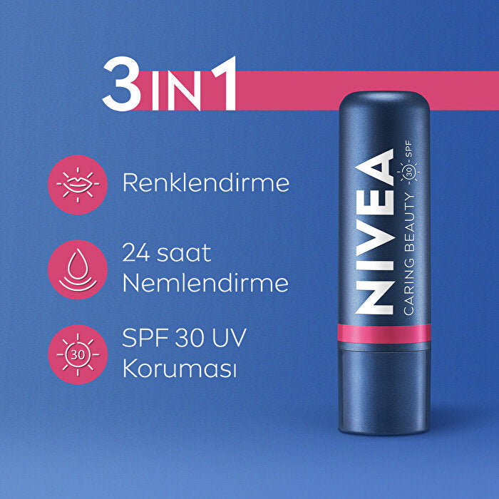 Nivea Colored Lip Care Cream Pink 0.17oz - SPF 30 Moisturizer | 3-in-1