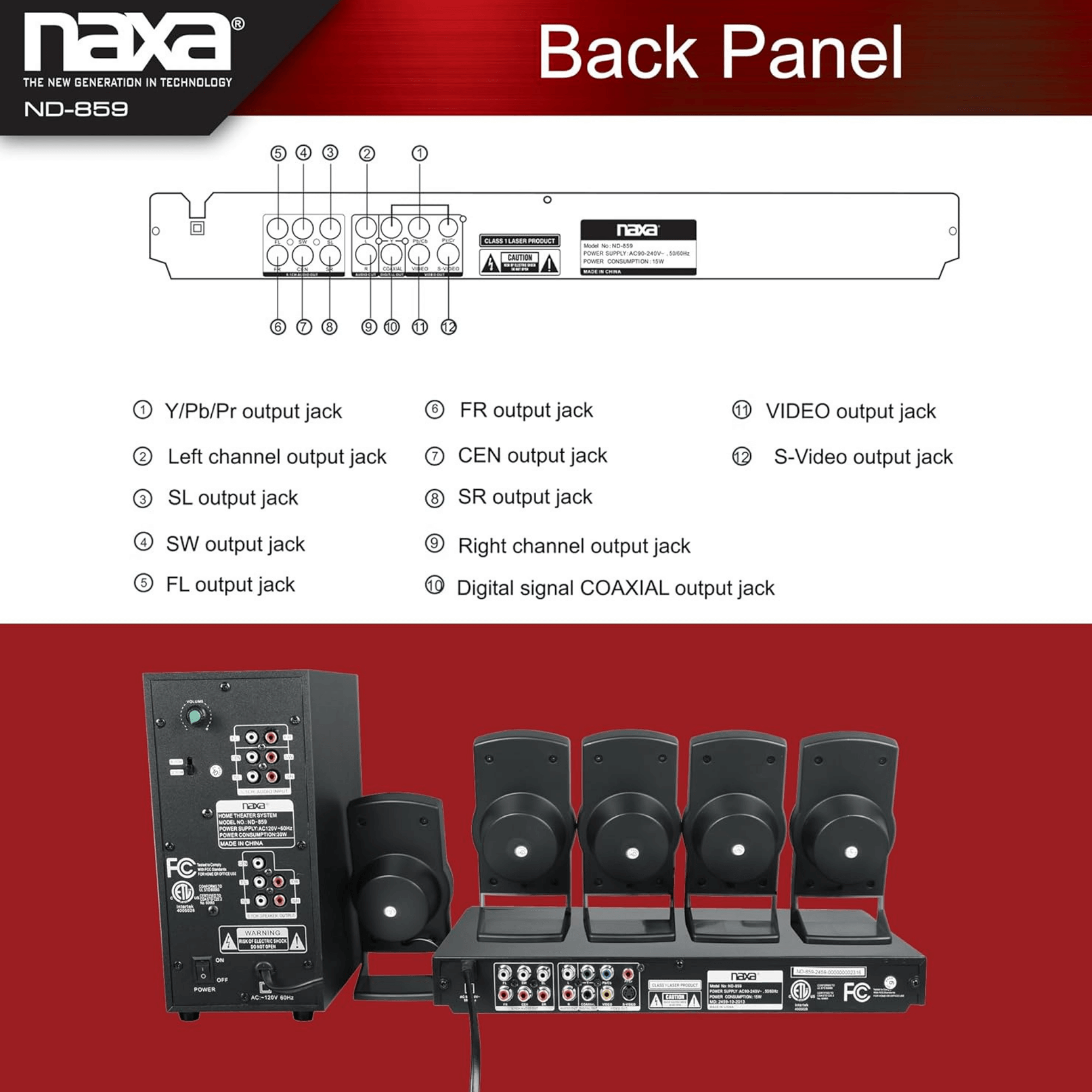 Naxa 5.1-Channel Home Theater DVD & Karaoke System - Refurbished