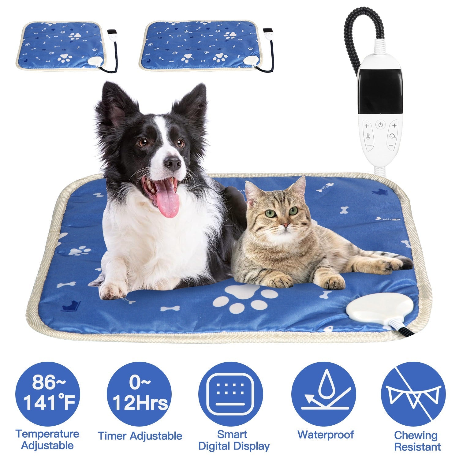 Electric Pet Heating Pad – Waterproof, Adjustable Temp & Timer