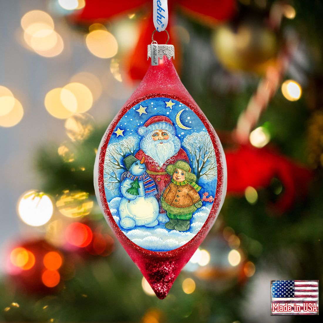 Snowy Friends Drop Glass Ornament by G. DeBrekht - Christmas Decor - 757-035
