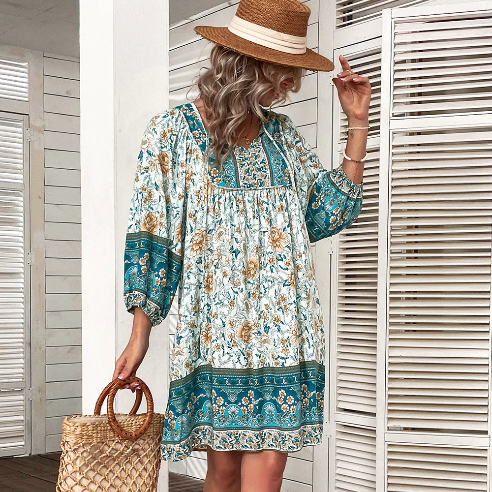 Women's Boho Printed Loose Summer Dress