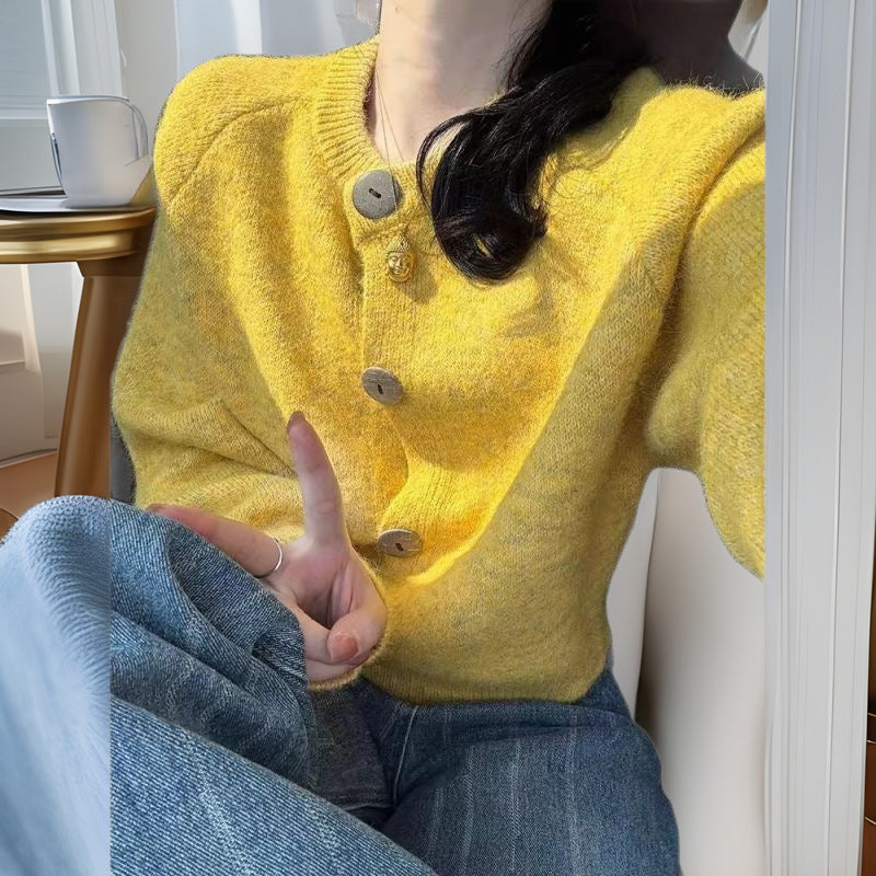 Loose Knitted Cardigan Women Wear Lazy Sweater Coat